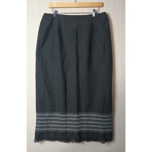 Michele Wool Pencil Skirt Fringe Hem Gray Career‎ Wear Office Skirt Size 14 W